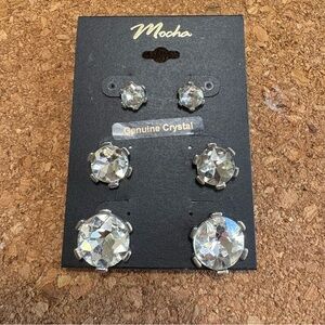 NWT Set of 3 Crystal Stud Earrings